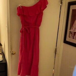 Tacera pink  One Shoulder Dress